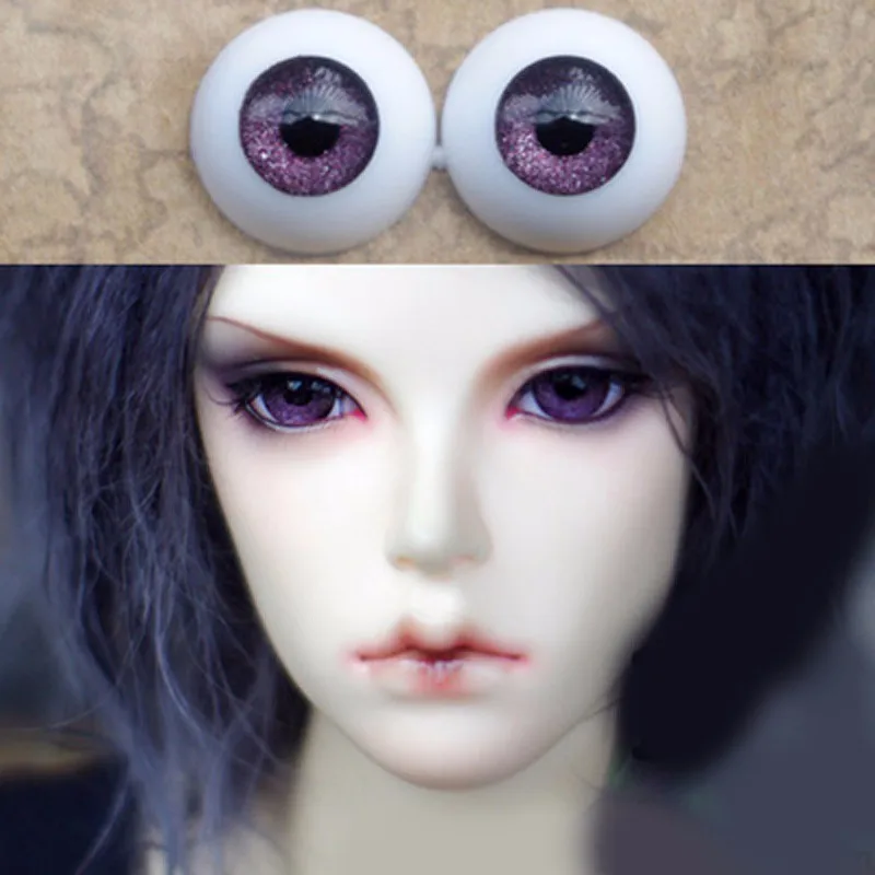 24mm Hand Made BJD Doll Eyes Pearlized Purple Acrylic Half Ball